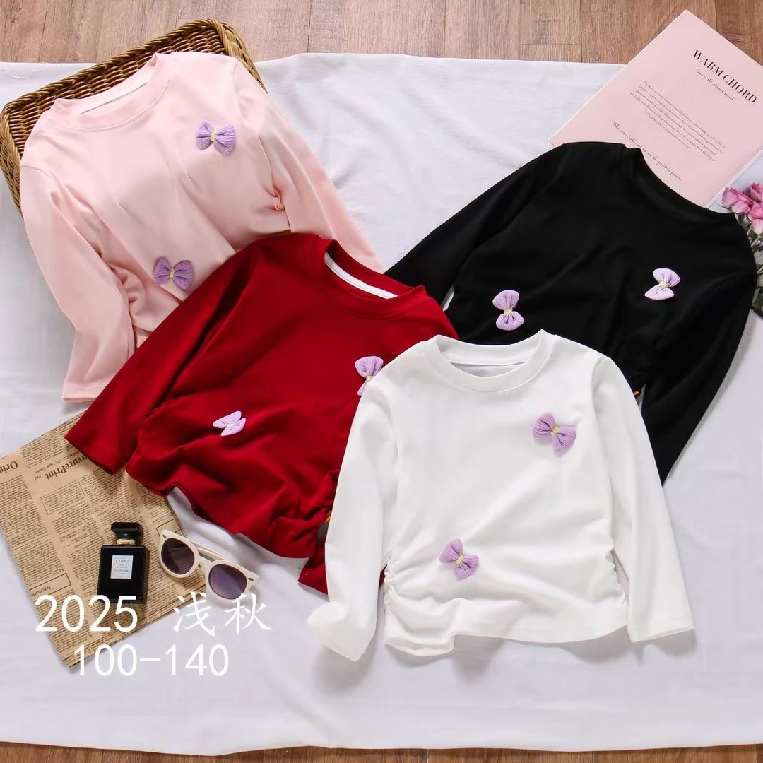 138秋季洋气春秋打底衫女童印花童装T恤圆领休闲长袖女时尚百搭