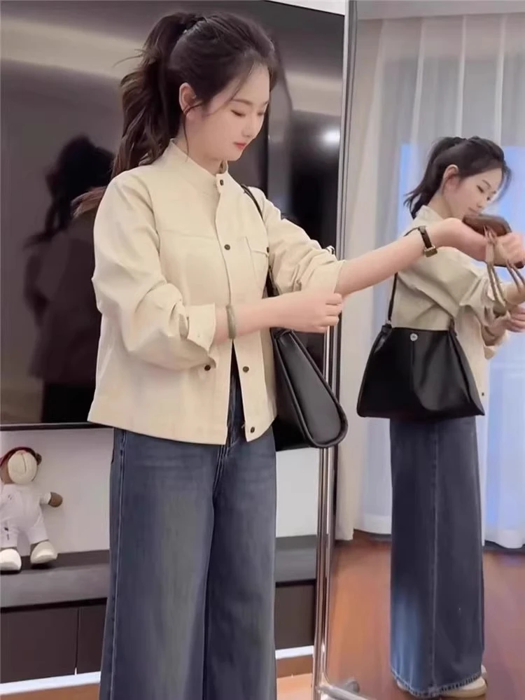 超好看小个子立领上衣女春季2025新款韩版时尚休闲高级感小众外套