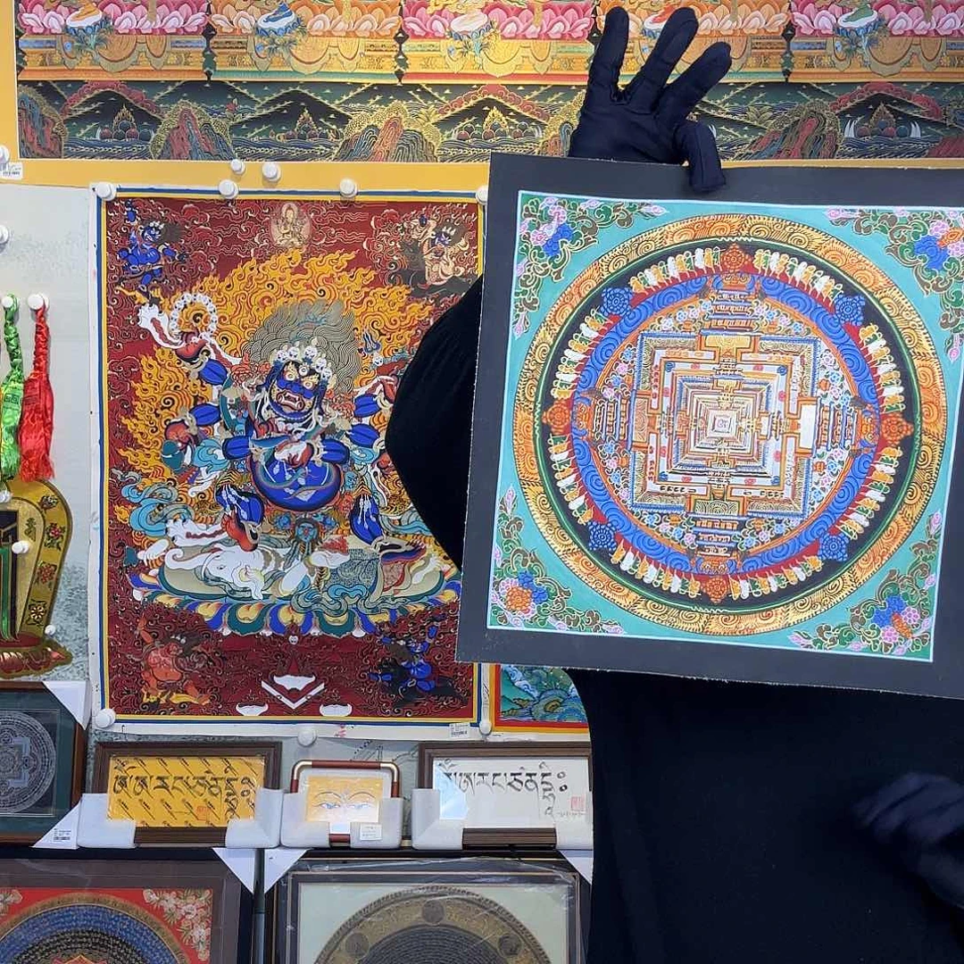 卷轴画纯手绘坛城唐卡27厘米左右