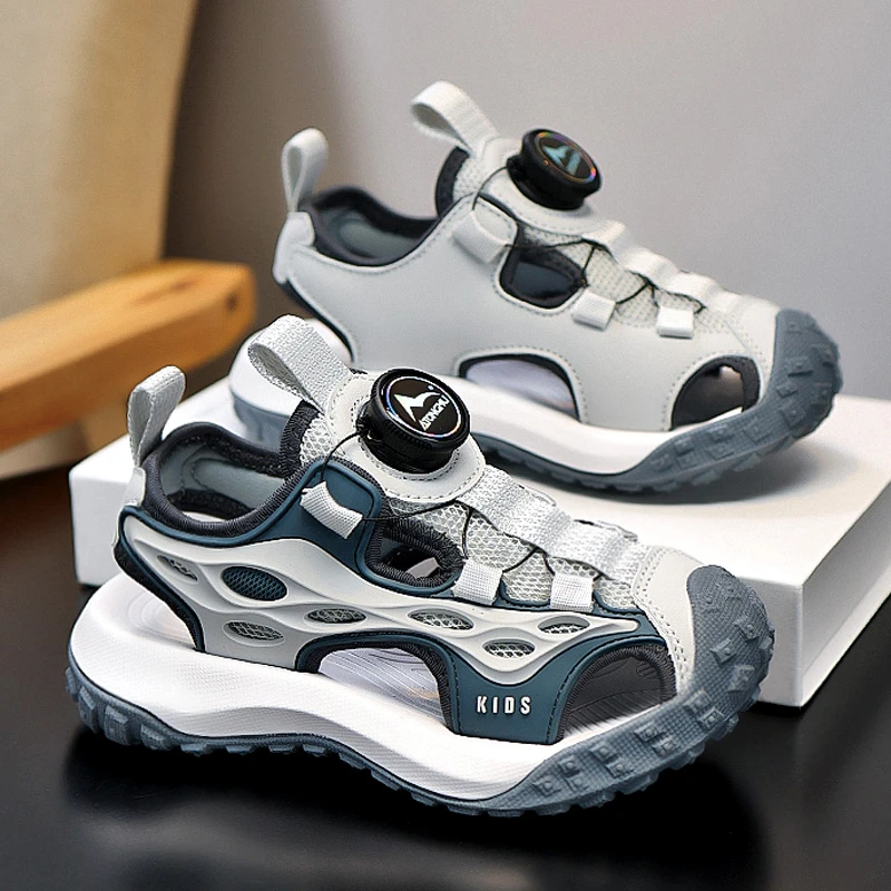 男童凉鞋包头2025新款夏季儿童运动沙滩鞋防滑男孩凉拖中大童网面