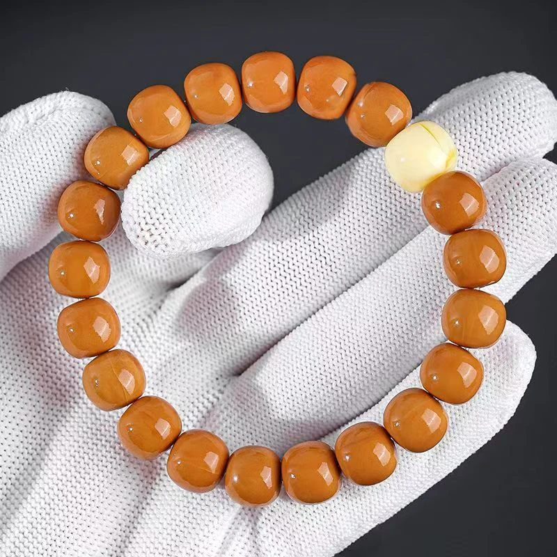 原色野生老型桶猴头核桃手串雕刻直切手捻核桃单圈文玩手串佛珠