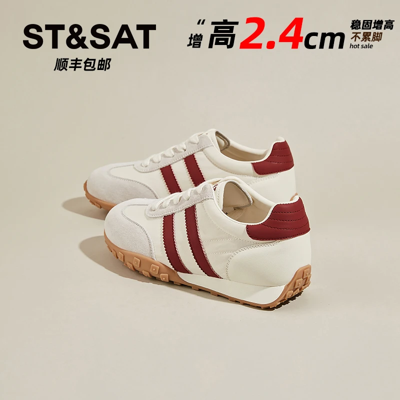 星期六女鞋2025新款白色板鞋系带复古低帮透气潮流运动休闲鞋爆款