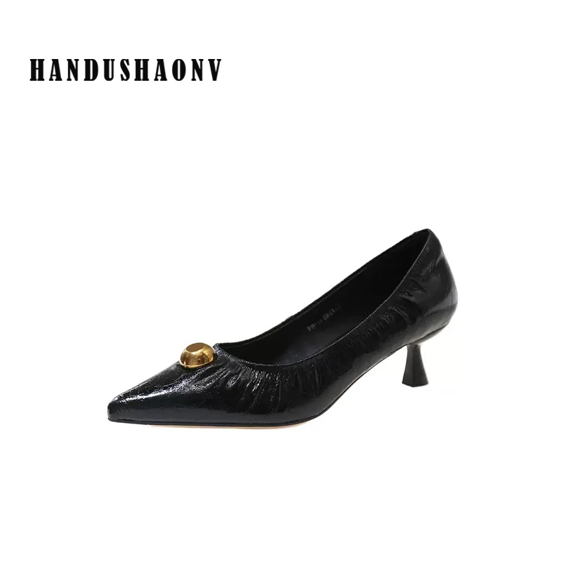 头层牛皮细跟裙子单鞋2025年新品长裙子专用鞋不累脚