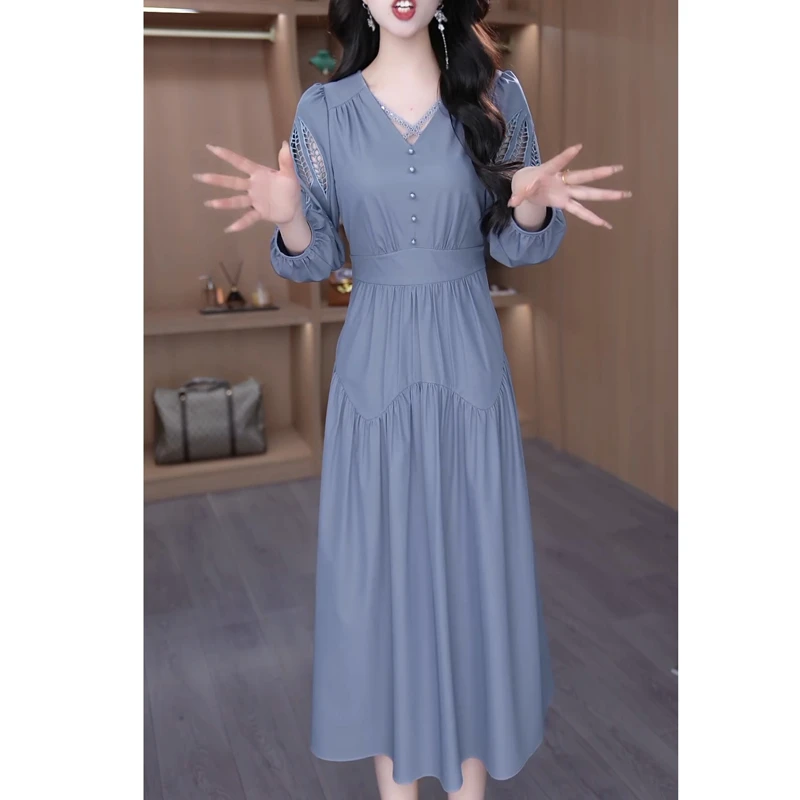 高端气质轻职风连衣裙女2025春季新款时尚洋气端庄大气中长款裙子