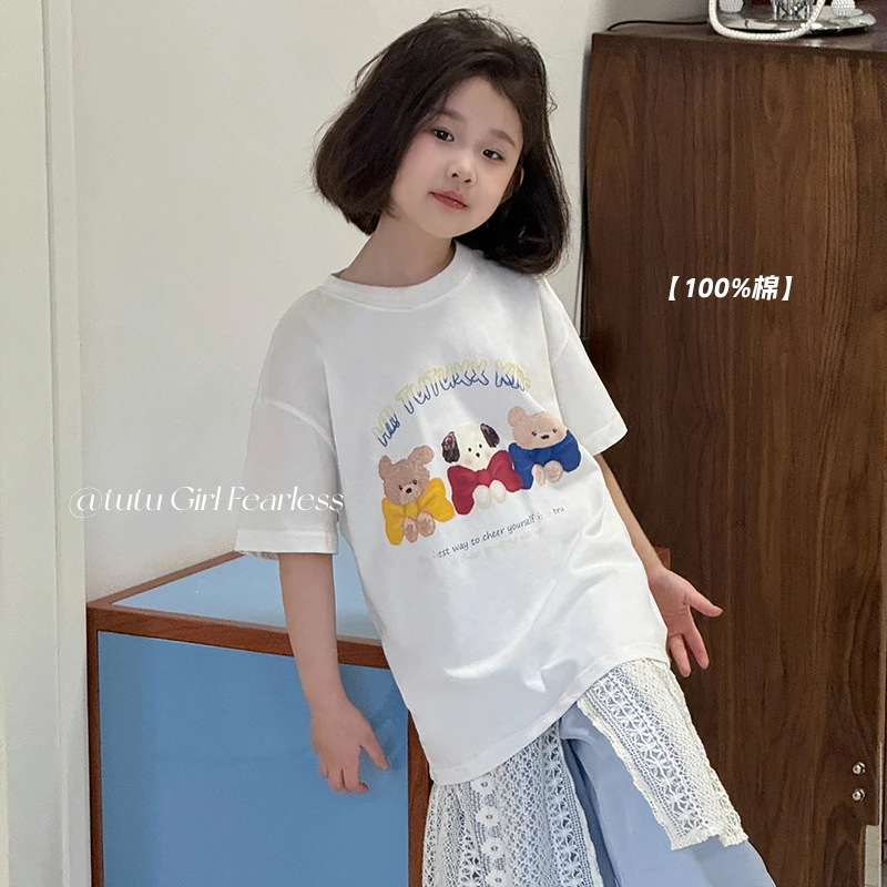图图小象童装短袖2025夏季新款女童纯棉T恤韩版休闲上衣GBXT286