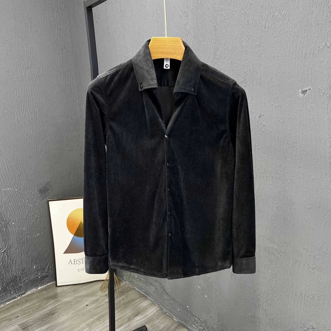 高品质男士长袖衬衫秋冬季潮流韩版修身痞帅青年长袖衬衫2025新款