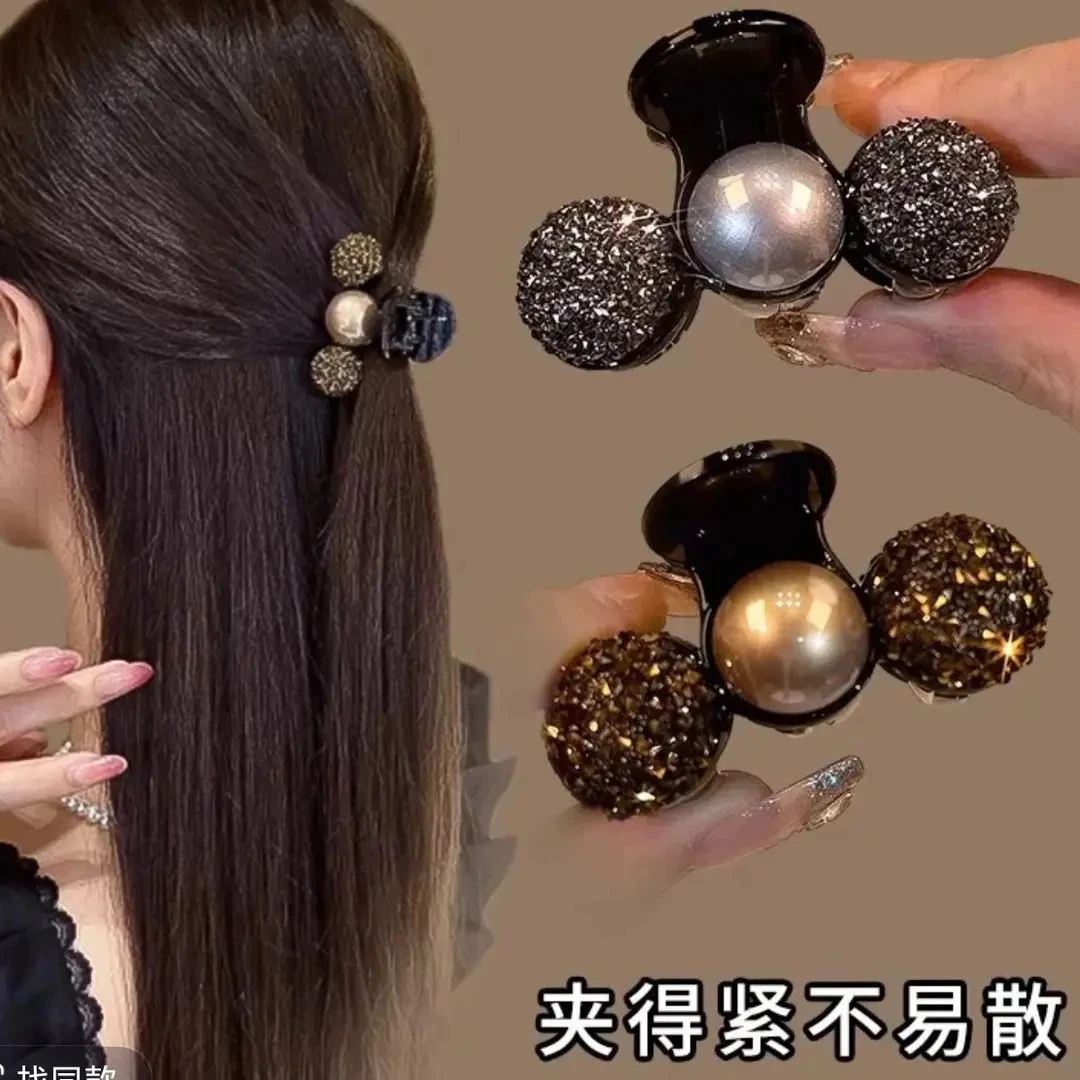 时尚百搭温柔披肩发抓夹轻奢精致珠珠闪锆气质夹子刘海小抓夹