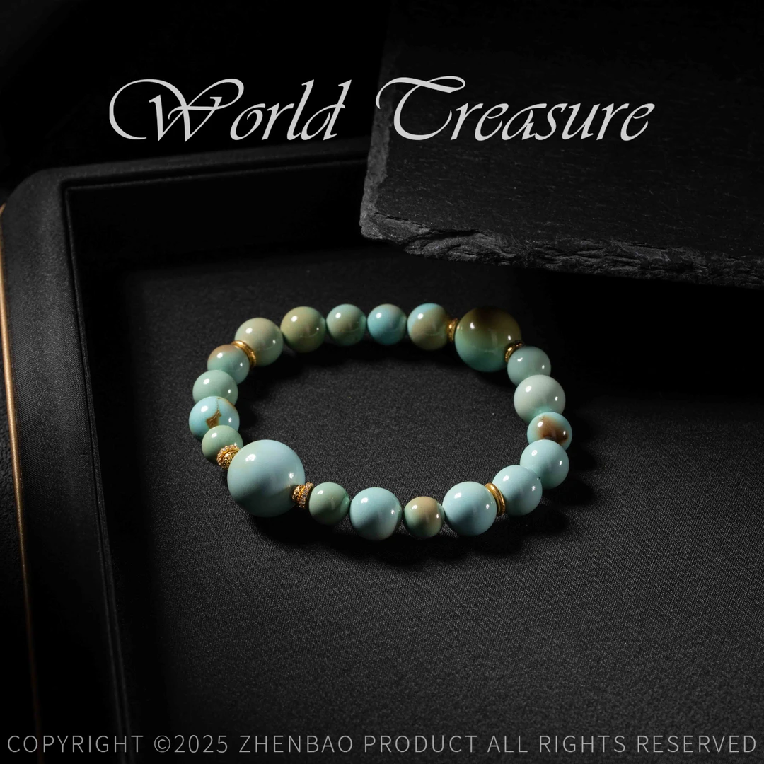 【世间臻宝】典藏级·绿松圆珠单圈手串/Q3198/7-14m/多样性发一件/1