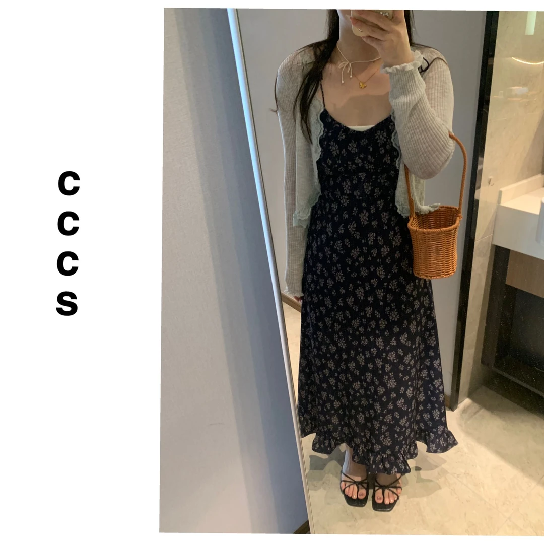 【NO退NO换】碎花裙 韩版宽松百搭圆领无袖背心碎花吊带连衣裙