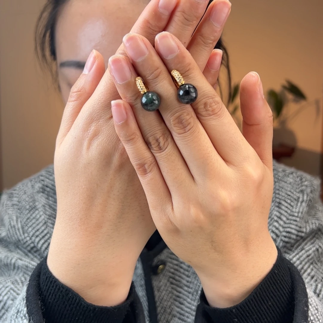 石英质玉耳钉未镶嵌11mm