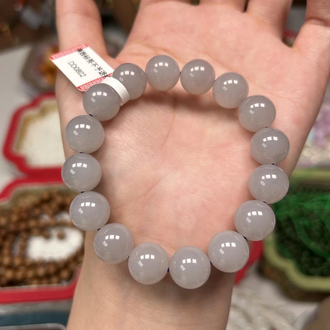 烟紫和田玉圆珠 直切 散珠DIY