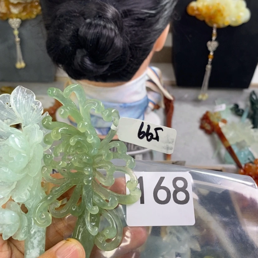 【闪购商品】岫玉发饰未镶嵌栖*