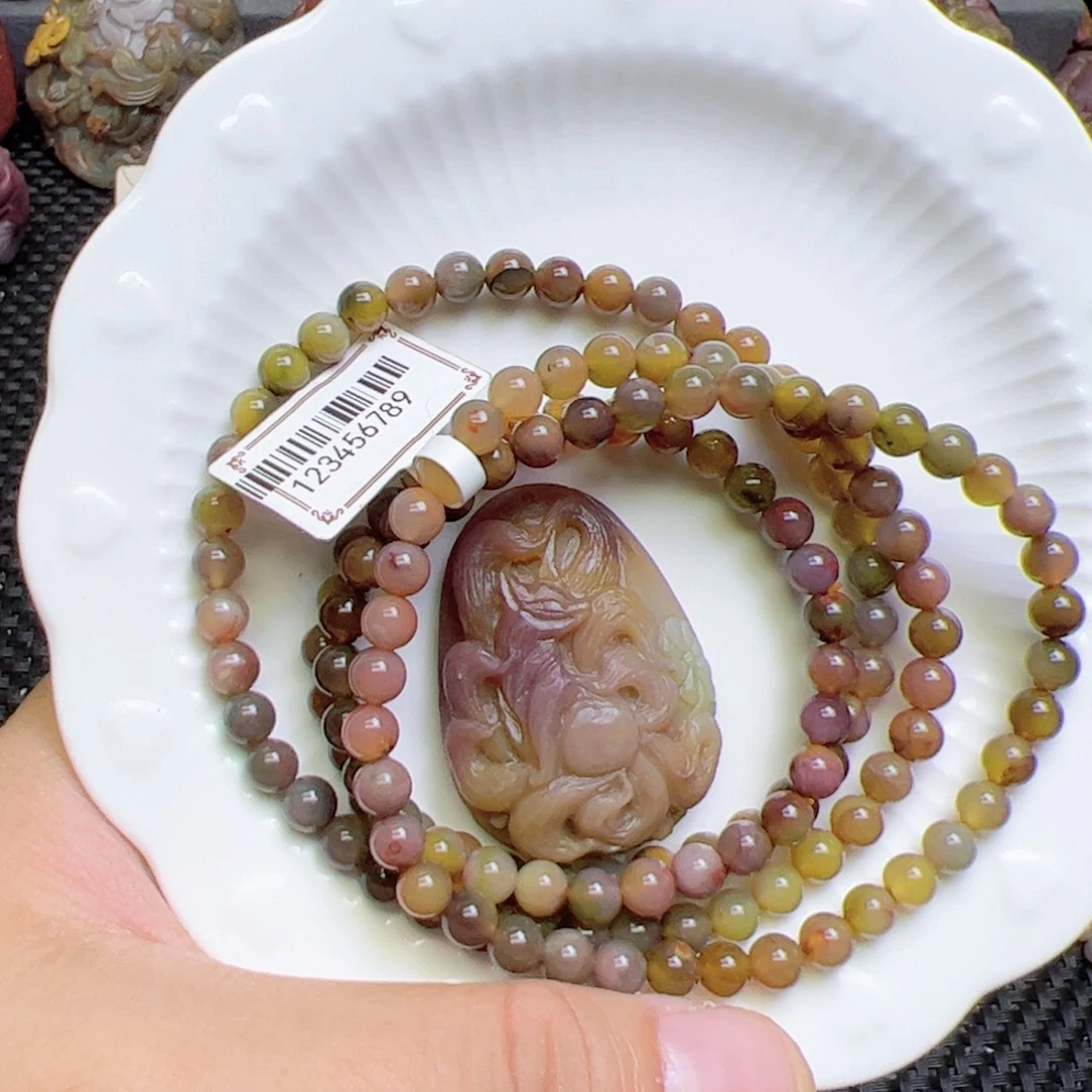 小***草玛瑙/玉髓未镶嵌定制手把件