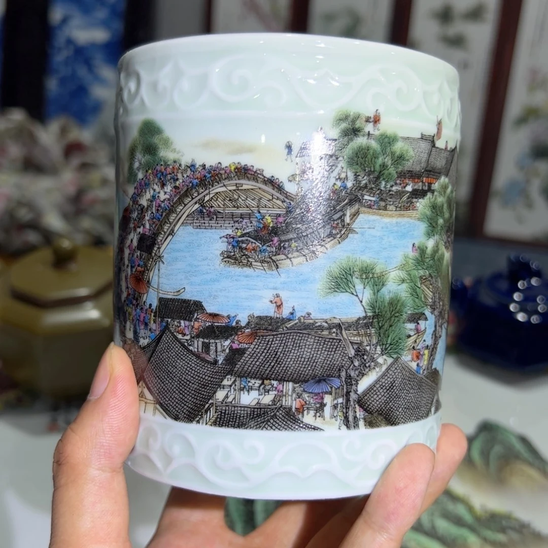 摆件景德镇笔筒摆件