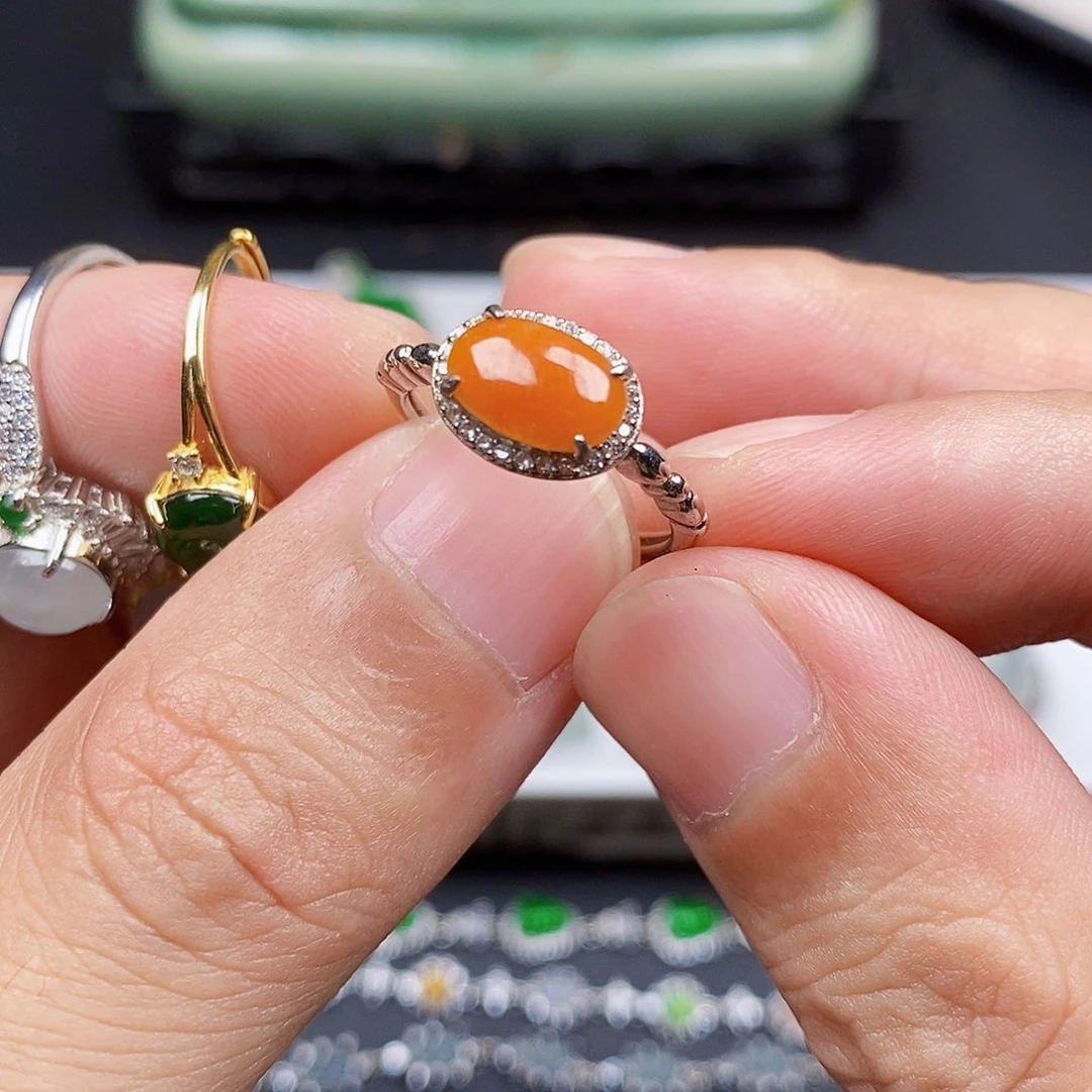 银S925镶嵌戒指翡翠戒指