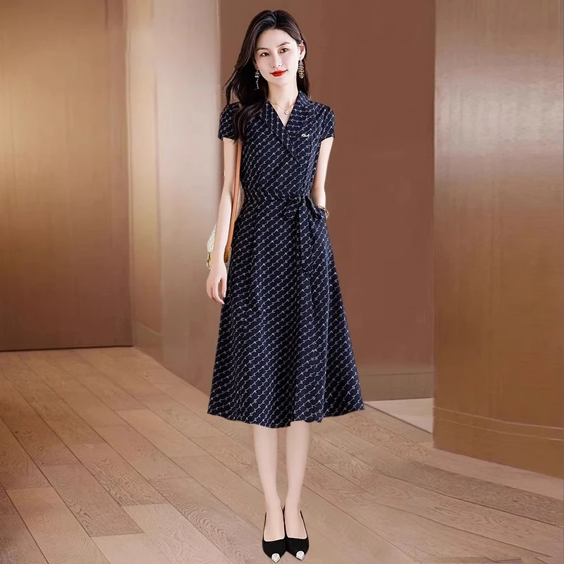 广州十三行高端奢华连衣裙女2025新款夏季品牌雪纺气质名媛高级感