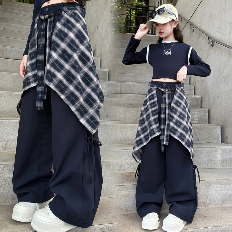 女童工装裤套装2025春秋季新款儿童潮酷穿搭女大童秋装屁帘阔腿裤