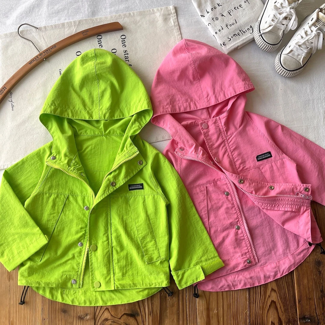 【定制清仓】日系童装中古DD儿童春夏连帽工装外套防风冲锋衣防晒衣