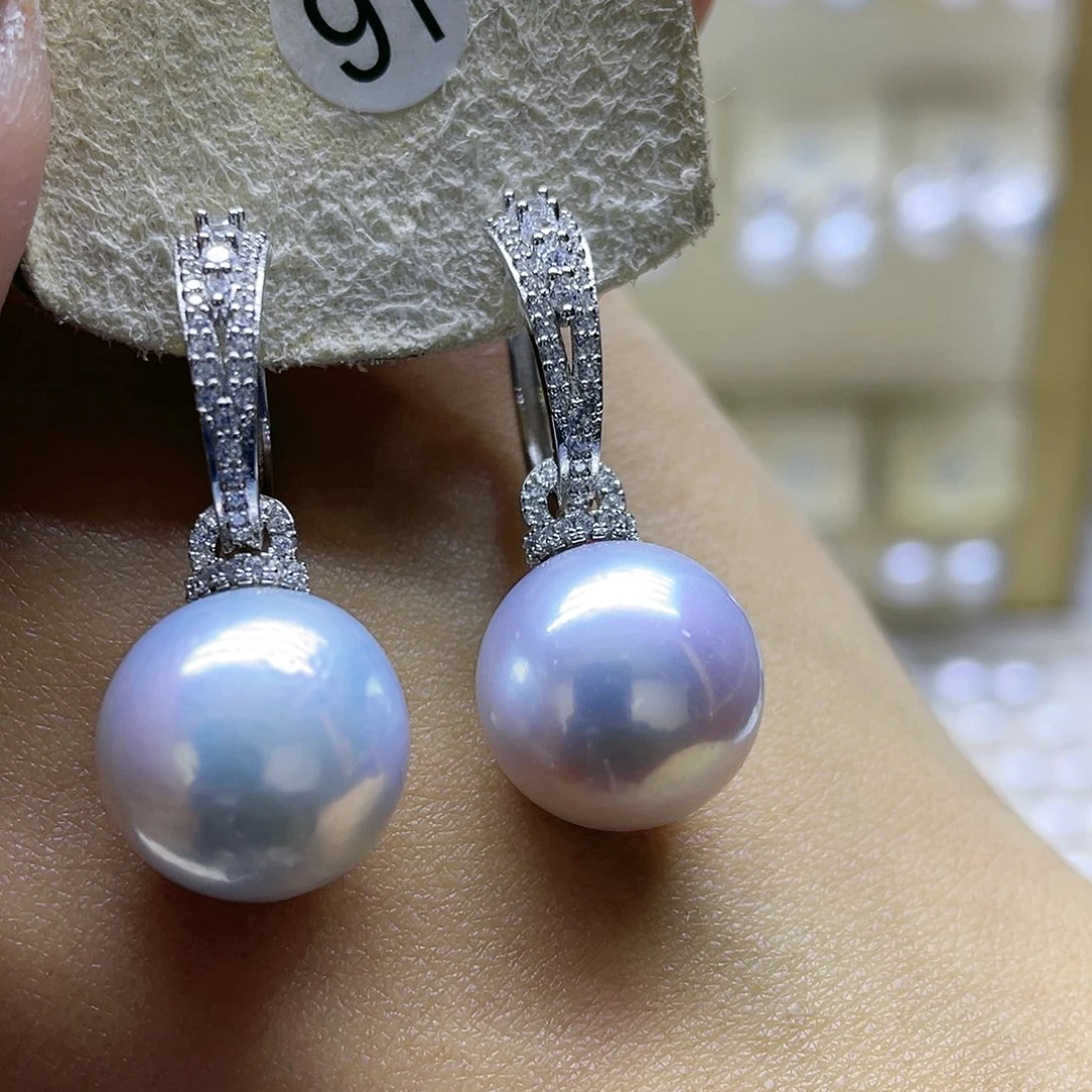 淡水珍珠耳饰银S925镶嵌