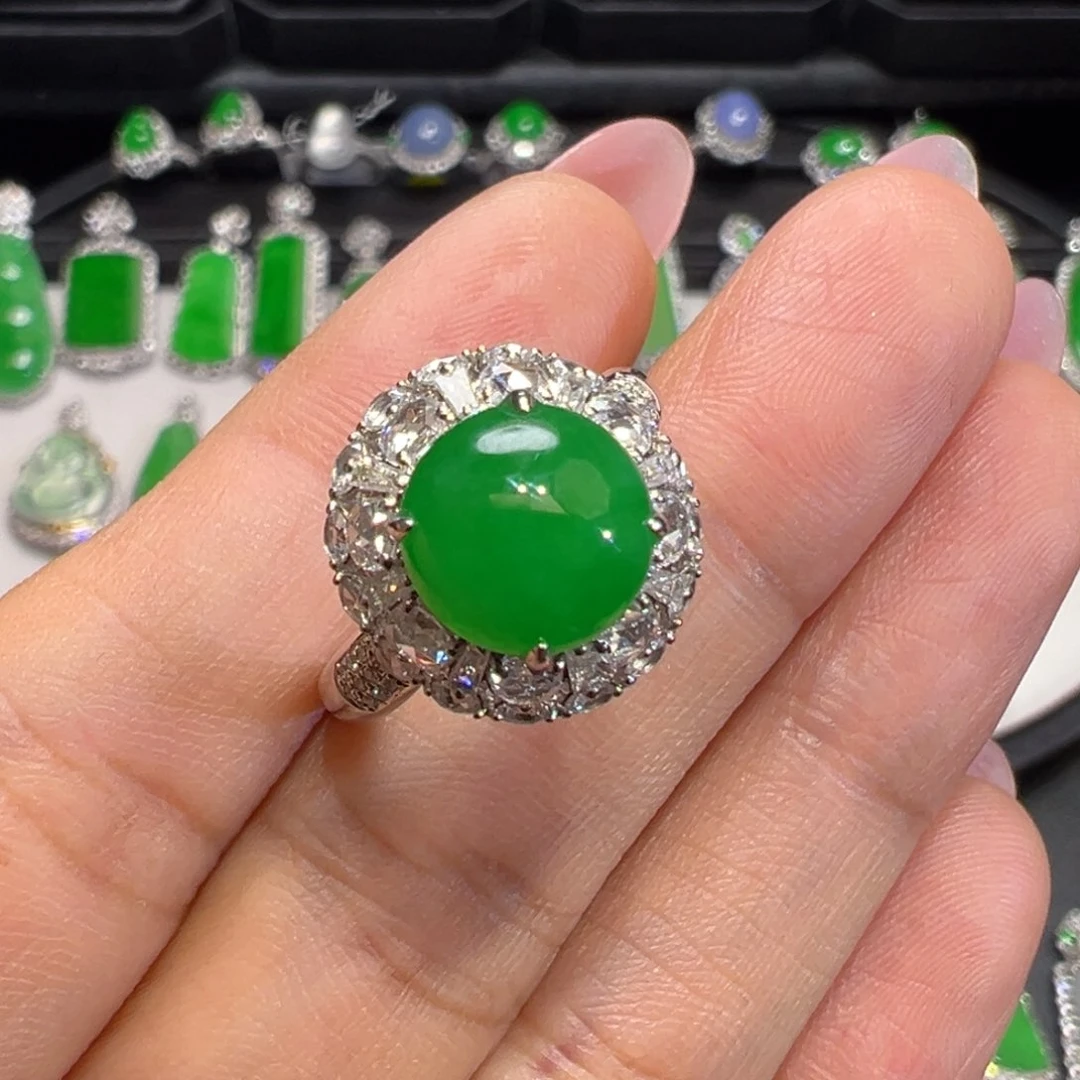 翡翠戒指18K金镶嵌收到货48小时鉴赏期