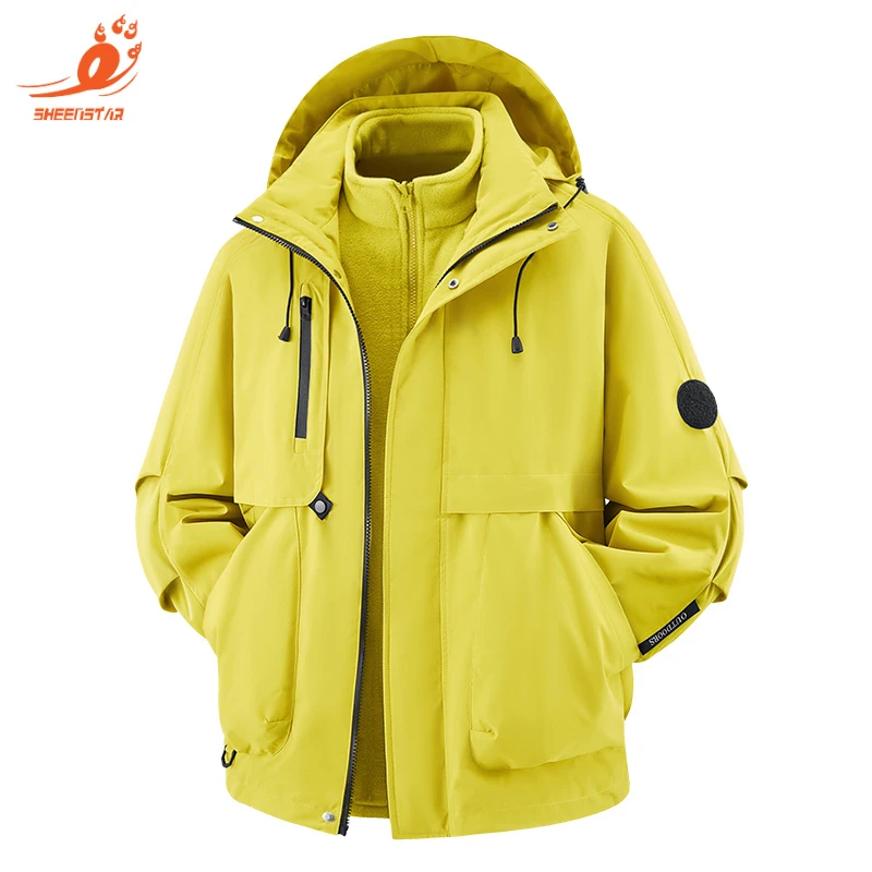 山系户外情侣款三合一两件套冲锋衣外套登山服防水可拆卸保暖内胆