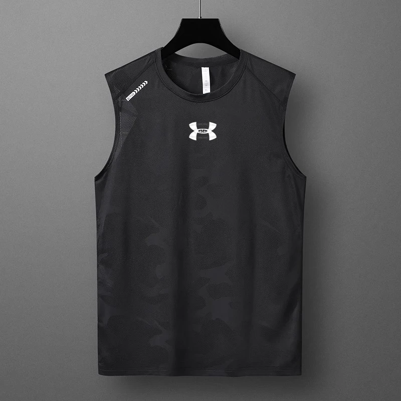 UA休闲背心宽松健身速干薄款男训练服无袖夏季男士速干冰丝背心