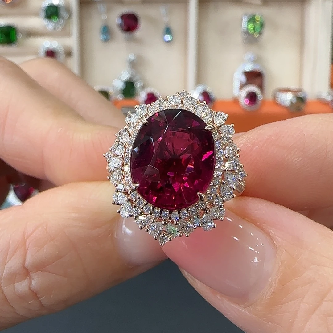 戒指碧玺18K金镶嵌6.19ct