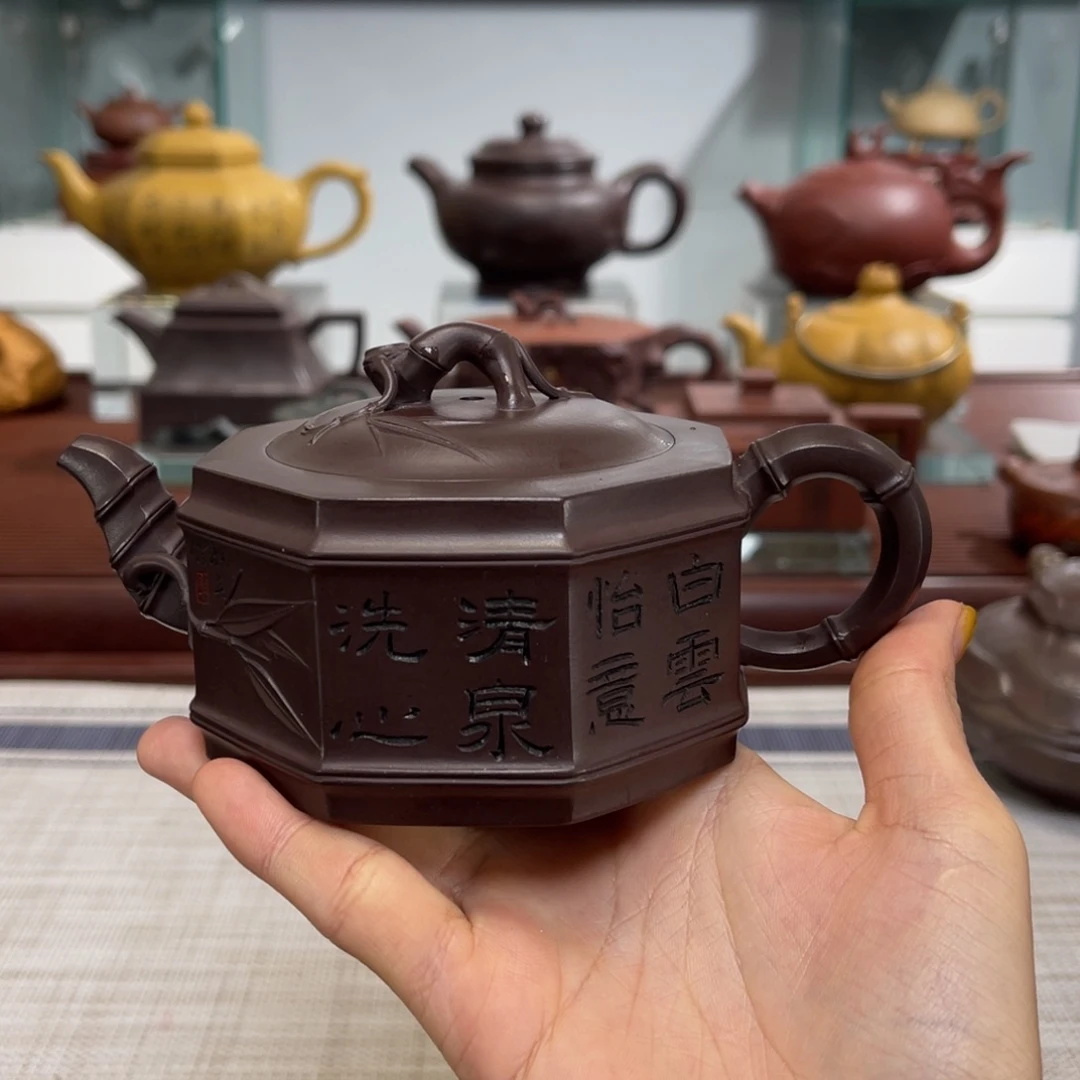 紫砂茶壶M**s八方 深井老紫泥