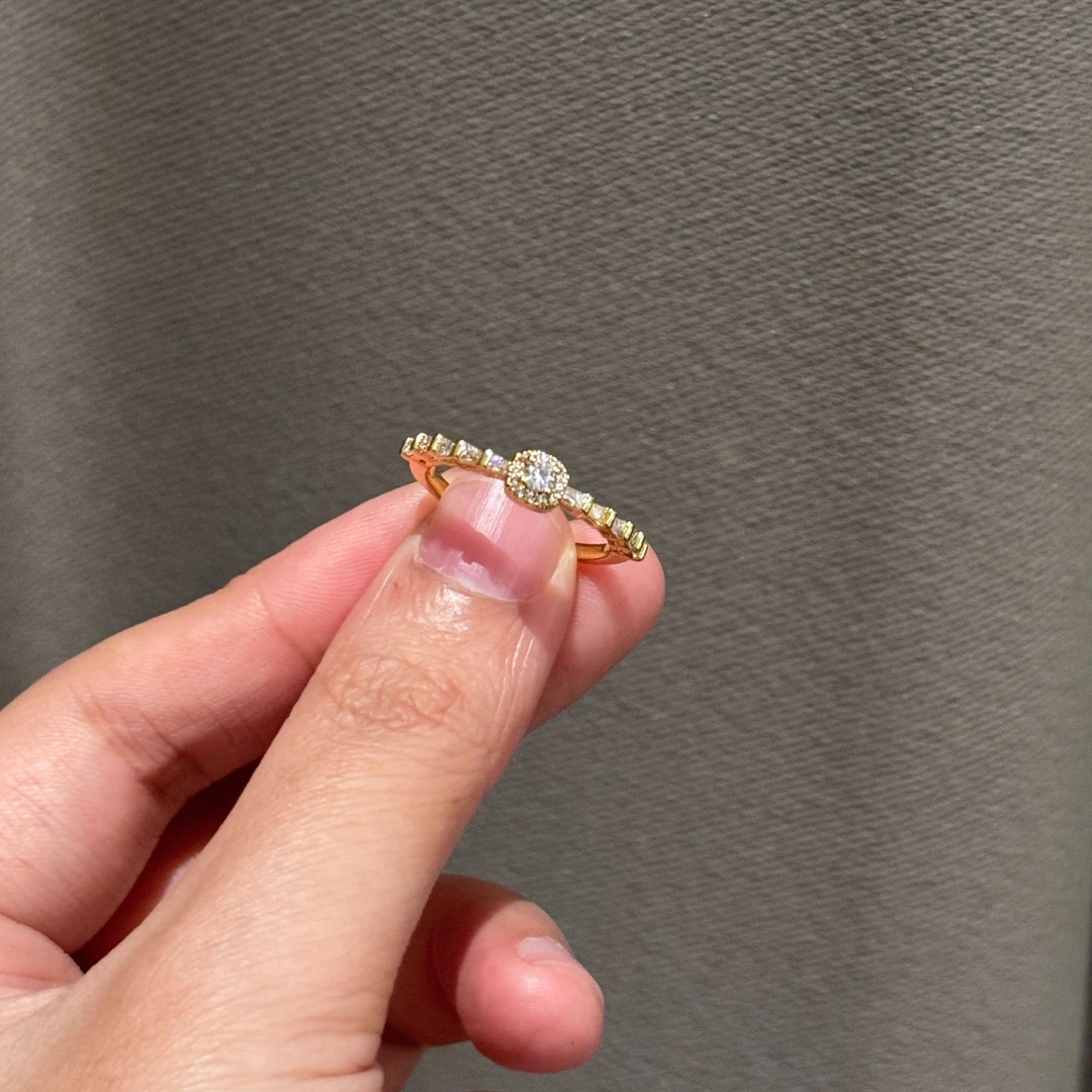 17306 点钻高定开口小方糖戒指