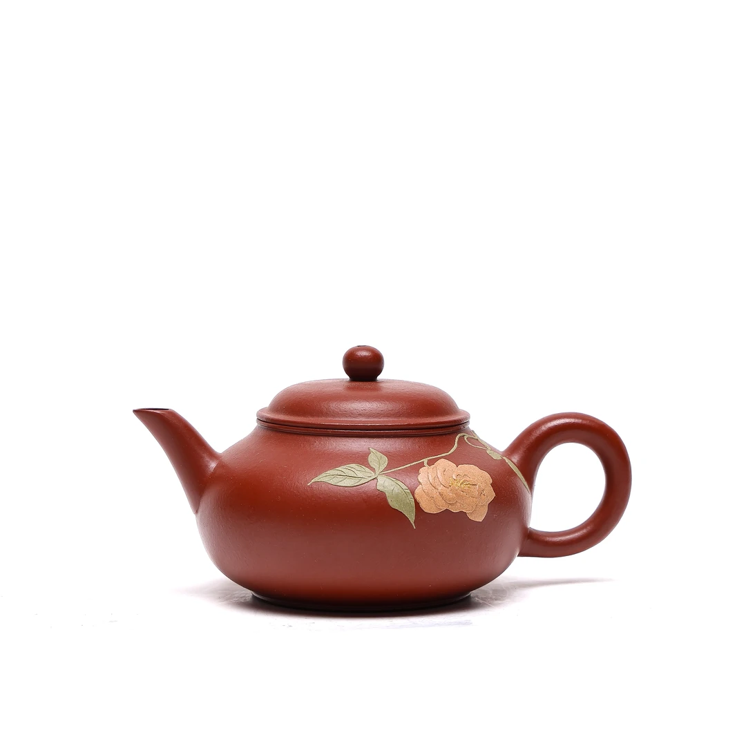 【東言】水平 朱泥 · 泥绘 100cc 家用紫砂壶 jht