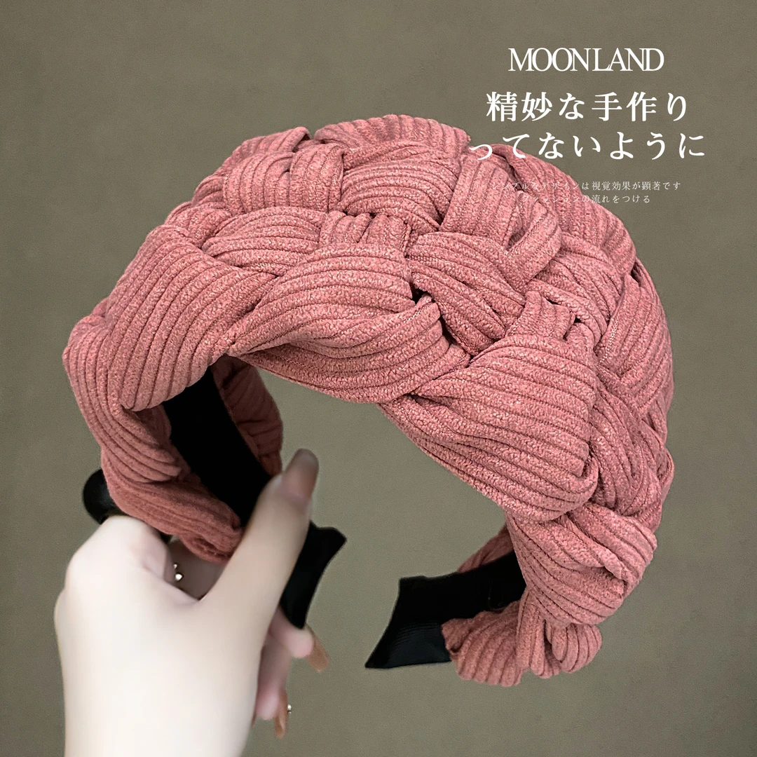 秋冬灯芯绒编织发箍女高级感洋气时尚发卡高颅顶日常外戴洗脸头箍