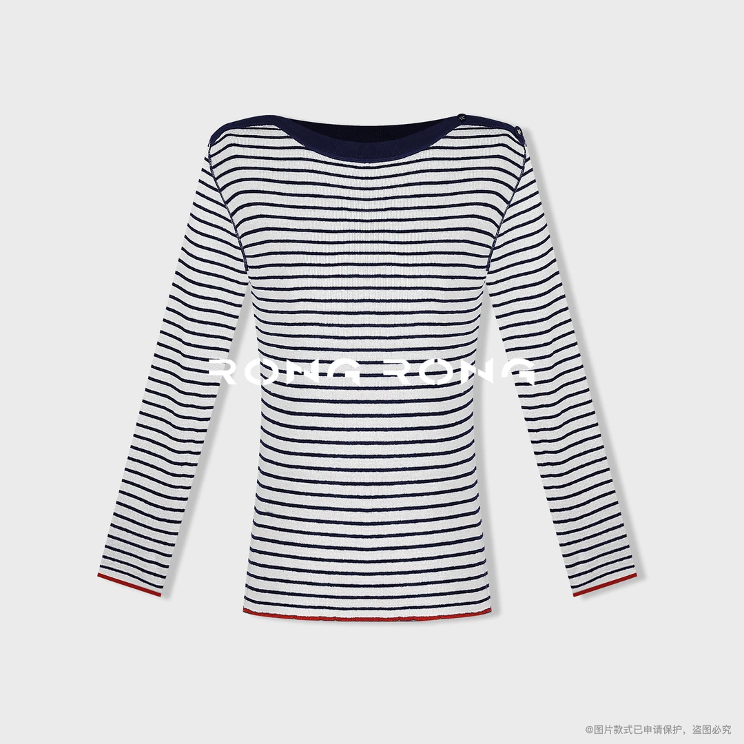 溶溶【星落条序】RONGRONG 莱赛尔混纺撞色条纹高级感针织衫25S36
