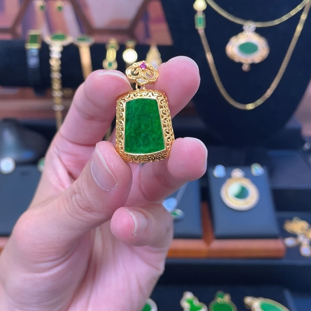 翡翠银S925镀金镶嵌吊坠(赠链)兰*美