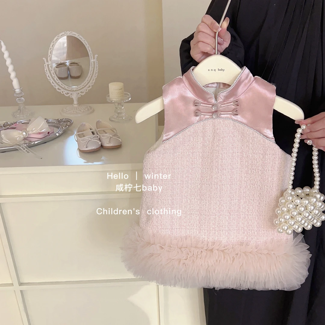 现现【出水芙蓉】女童年服旗袍裙新款改良中式儿童旗袍背心裙公主裙