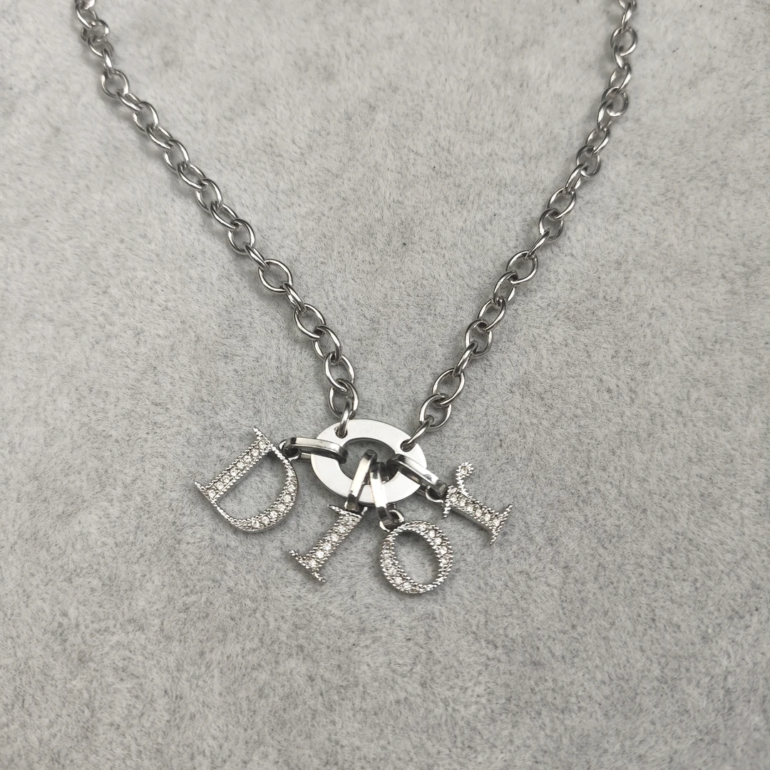 99新 DIOR/迪奥 迪奥合金logo镶钻字母项链