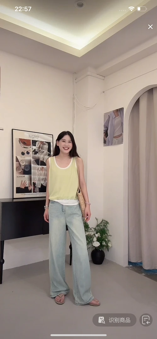 0061 复古简约休闲阔腿牛仔裤（S裤长103左右）