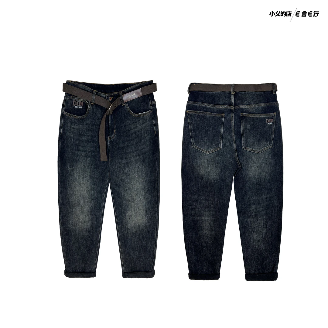 962【●直筒●冬季新款加绒蓝色系】男士微弹休闲都市牛仔裤