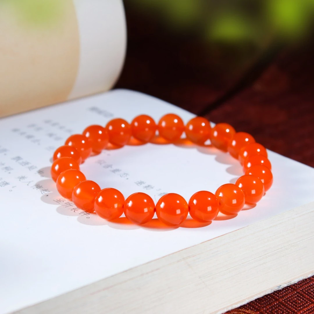 藏品级河湾冰红高货单圈手串