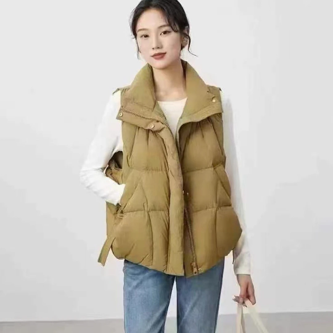 立领宽松保暖休闲马甲冬季 二扣