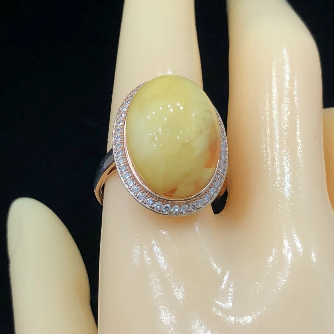 原生态白蜜蜡戒指。