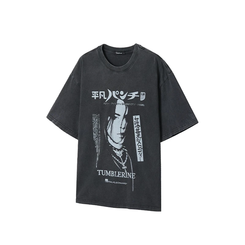 TuM/TumBlerine水洗印花短袖恶搞“落叶危机”创意印花T恤Vintage