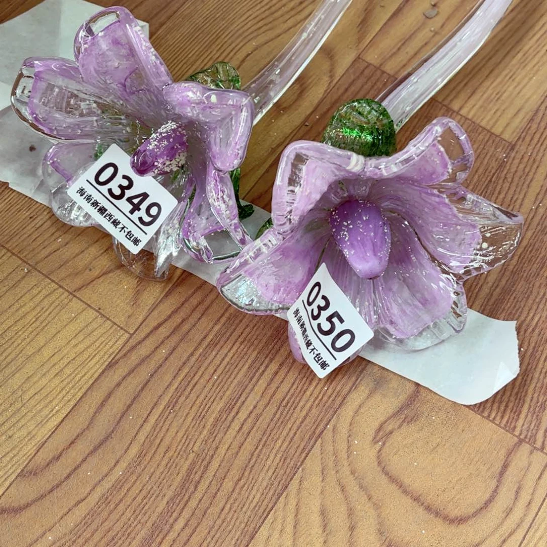 琉璃暖夜光花两支0349 0350 家悦美居花花瓶摆件