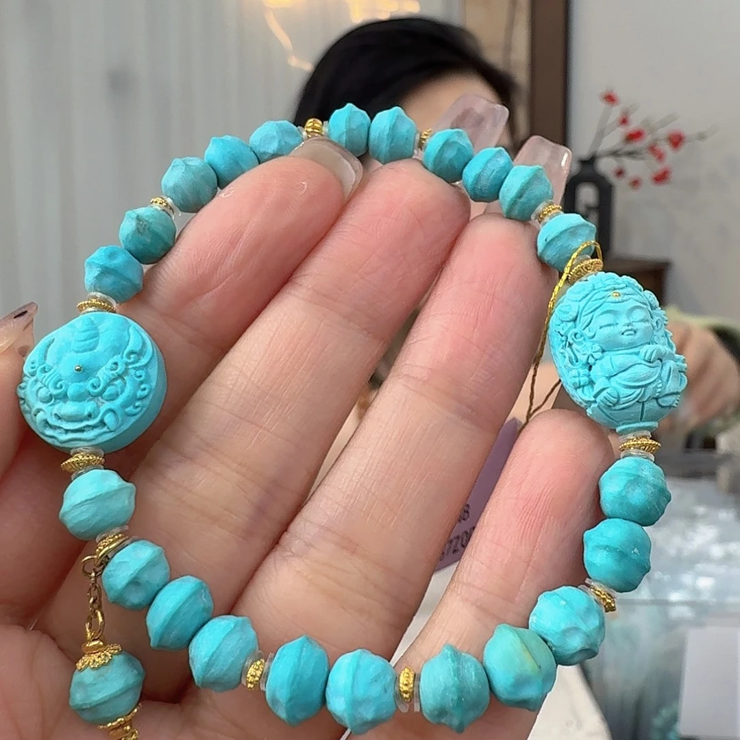 绿松石18K金镶嵌珠宝奇石