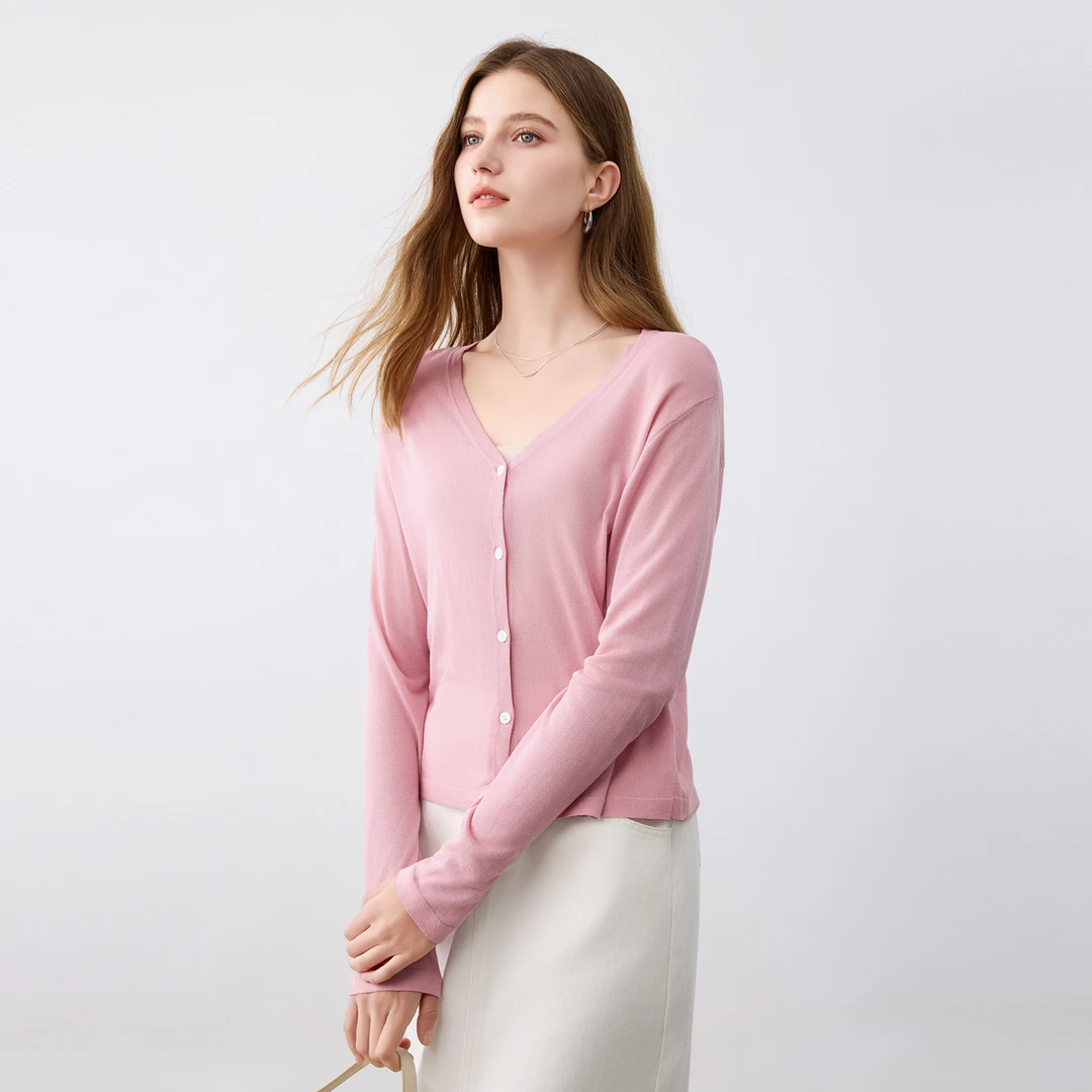 商场同款Elva' Island毛针织开衫女薄款2025夏装新款显