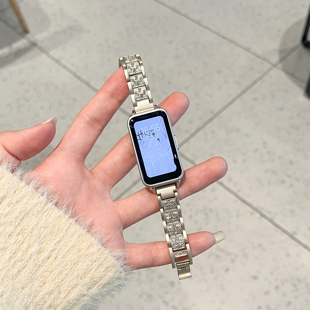 适用华为手环10/9表带8/7满天星金属荣耀手环9替换腕带轻奢女