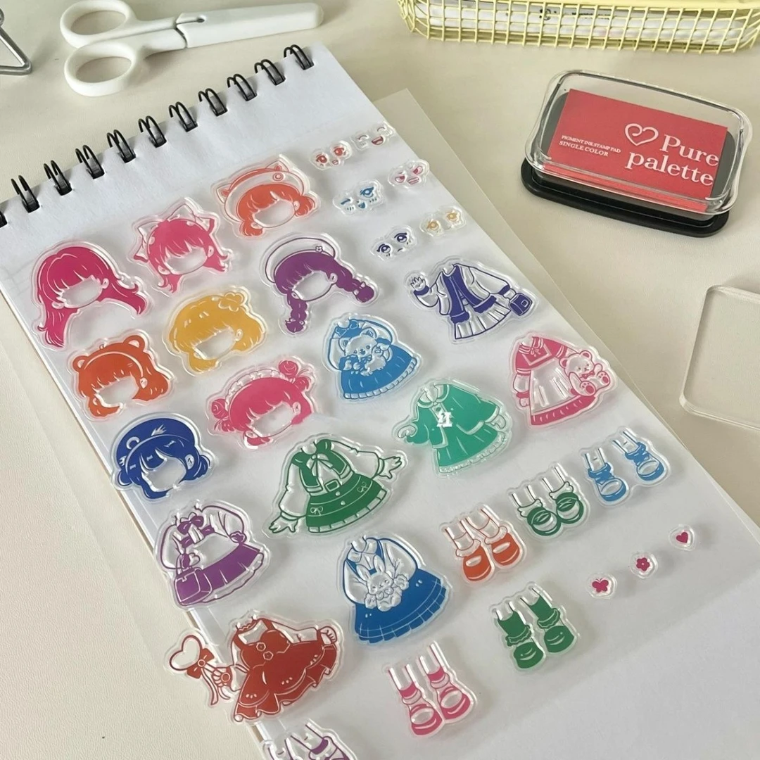 【送公主礼物】儿童人物换装印章diy女孩公主玩具手账工具四件套