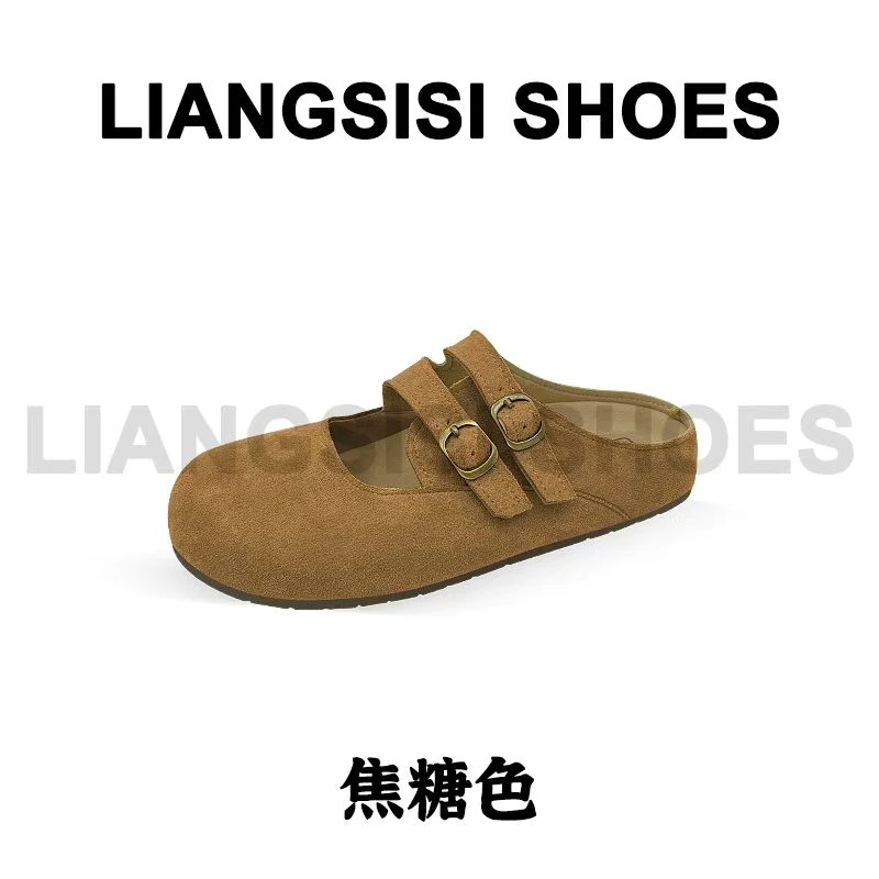 梁思思SHOES新款时尚皮带扣平底包头拖-2025-7