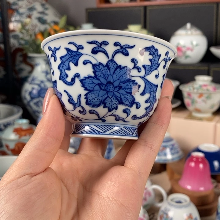 杯折葵非器缠枝莲撇口杯