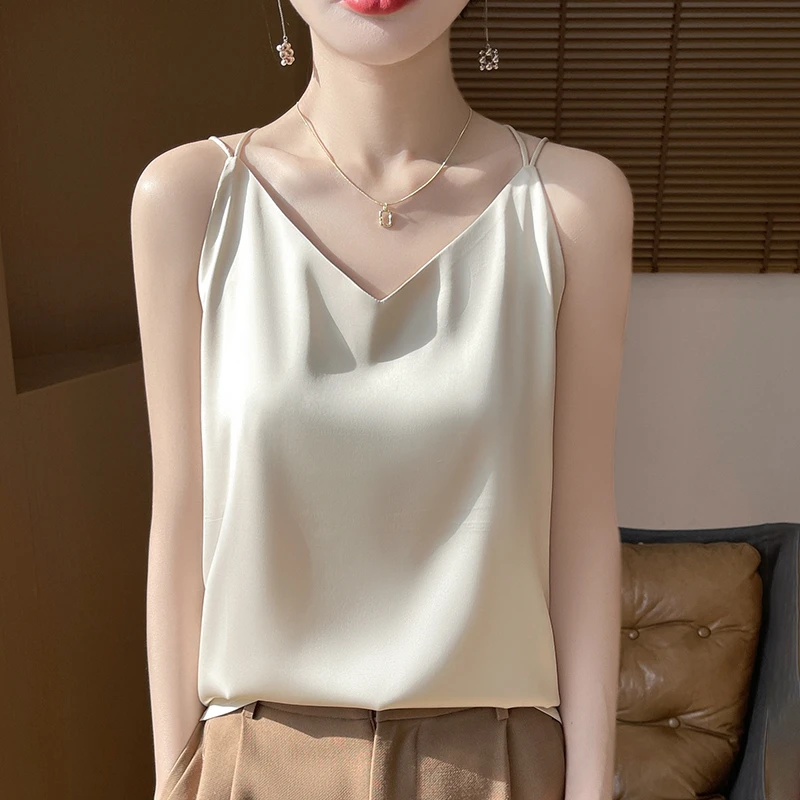 INS风百搭简约背心美背宽松吊带气质白色性感黑色