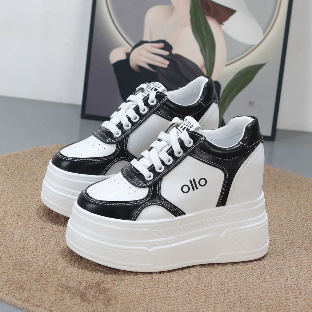 12CM内增高女鞋秋季新款小白鞋超高跟时尚休闲鞋小个子厚底松糕鞋